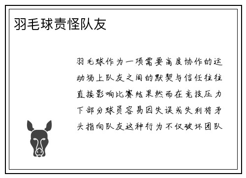 羽毛球责怪队友